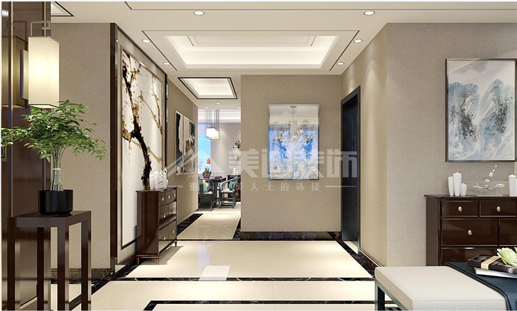 恒基凱旋門142平中式風(fēng)裝修案例圖—過道