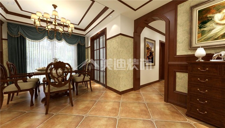 山水嘉園158平美式風(fēng)裝修案例圖—餐廳