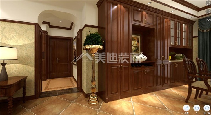 山水嘉園158平美式風(fēng)裝修案例圖—客廳