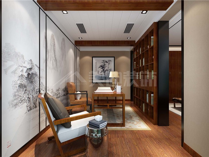 海倫春天174平中式風(fēng)裝修案例圖—書房
