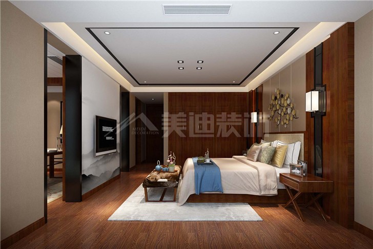 海倫春天174平中式風(fēng)裝修案例圖—臥室