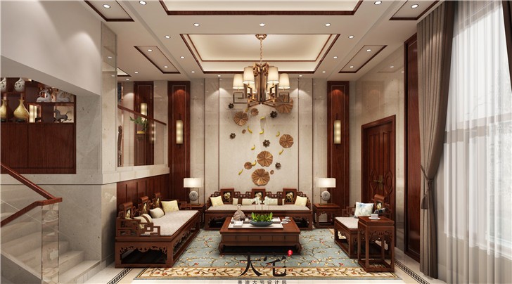 水云間220平新中式風(fēng)裝修案例圖—客廳