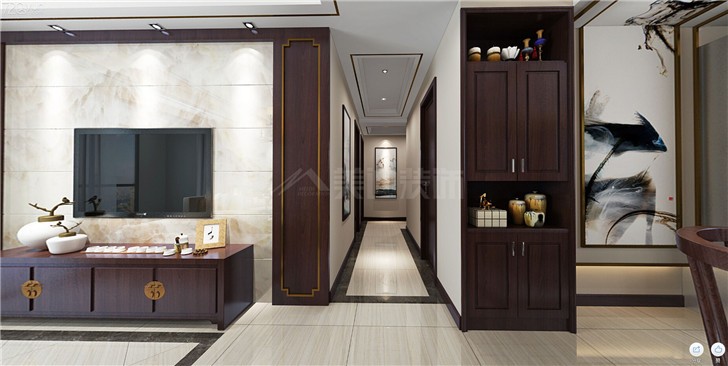 金茂悅126平新中式風(fēng)裝修案例圖—客廳