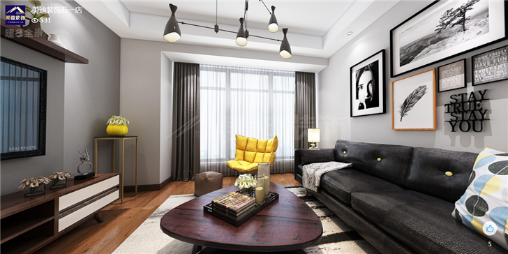 八方小區(qū)124平現(xiàn)代風裝修案例圖—客廳