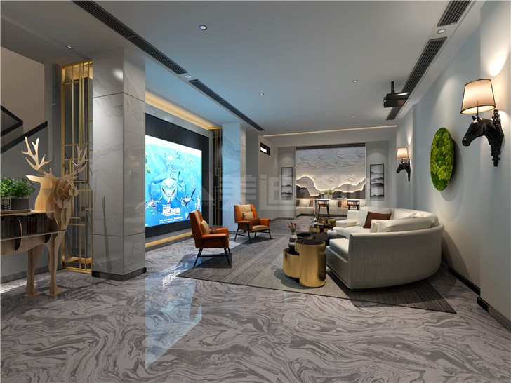 中建悅和城140平現(xiàn)代風裝修案例圖—客廳