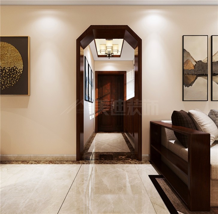 萬(wàn)國(guó)城105平新中式風(fēng)裝修案例圖—客廳