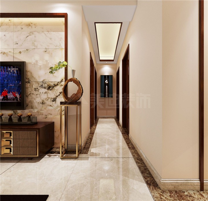 萬(wàn)國(guó)城105平新中式風(fēng)裝修案例圖—客廳