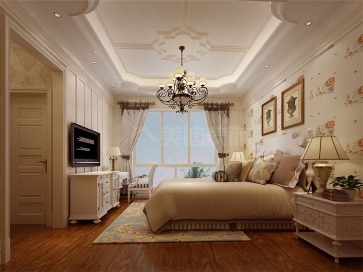 碧桂園800平美式風(fēng)裝修案例圖—次臥