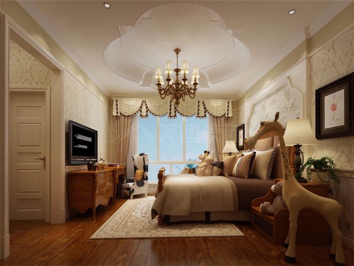 碧桂園800平美式風(fēng)裝修案例圖—次臥