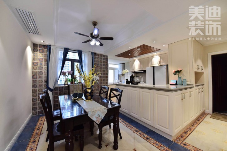 八方小區(qū)160平小美風格裝修案例圖-餐廳