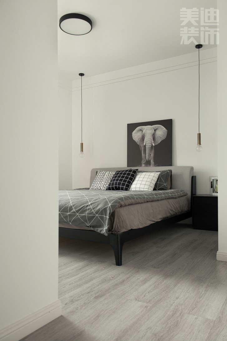 歸心苑90平現(xiàn)代簡約風(fēng)裝修案例實拍圖-臥室