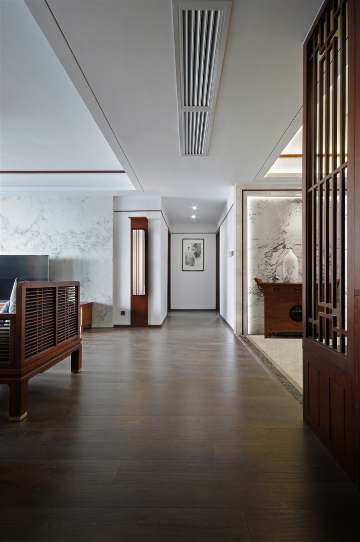 江北明珠132㎡新中式實拍-過道