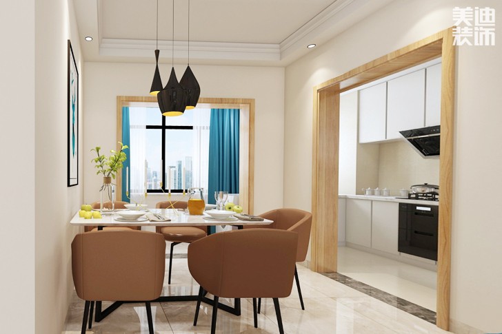 百弘學(xué)府城110平米北歐風(fēng)格裝修效果圖-餐廳