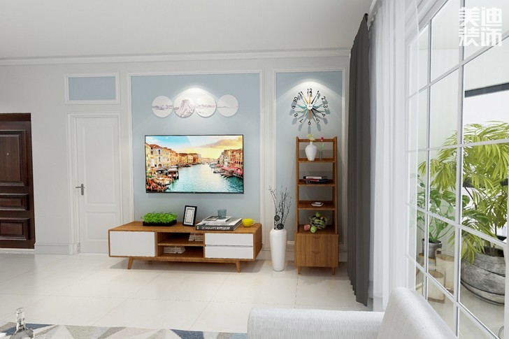 五礦 ? 萬境水岸現(xiàn)代簡約120平米裝修效果圖--客廳