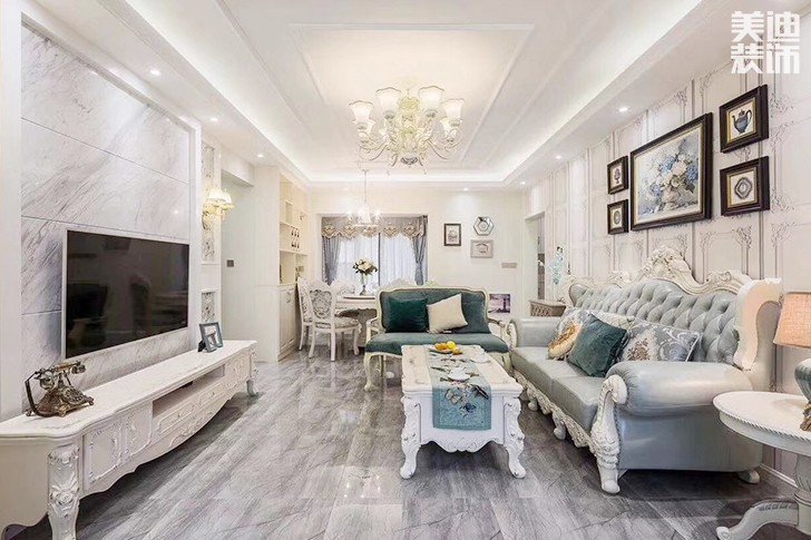 江南世界156㎡歐式案例實(shí)拍-客廳