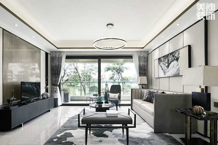 瓏湖國(guó)際180㎡新中式實(shí)拍-客廳