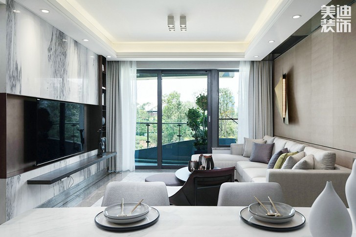 水映名城130㎡現(xiàn)代簡(jiǎn)約效果圖-客廳