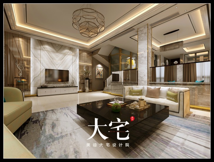 岳陽棠溪人家300平米現(xiàn)代簡約風格效果圖--客廳