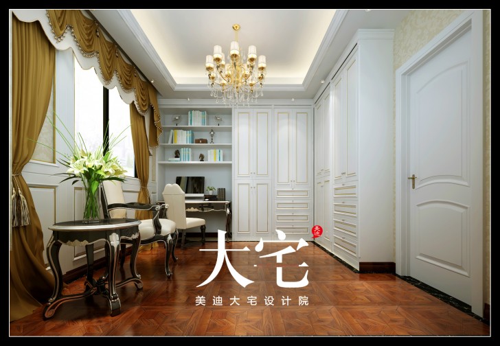 岳陽碧桂園300平米歐式風(fēng)格裝修效果圖--書房