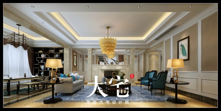 400平米簡歐效果圖--客廳