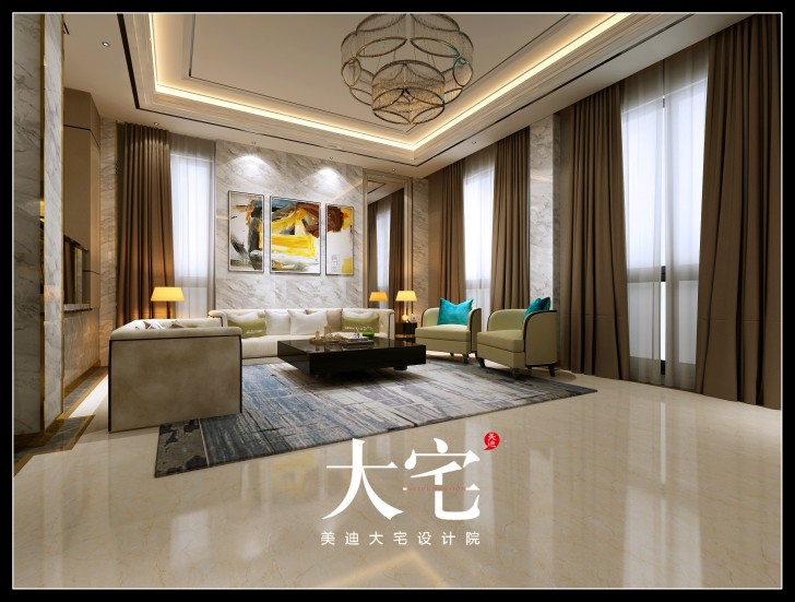 岳陽棠溪人家300平米現(xiàn)代簡約風格效果圖--客廳