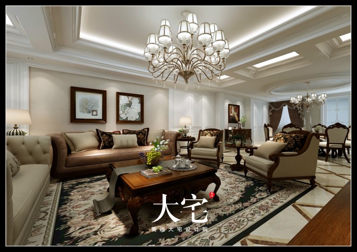 岳陽棠溪人家400平米新中式風格效果圖--客廳