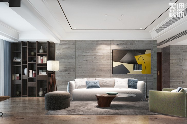 潤景園142㎡現代簡約裝修效果圖--客廳