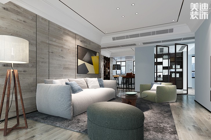 潤景園142㎡現代簡約裝修效果圖--客廳2