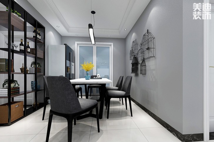 碧桂園128平現(xiàn)代黑白灰案例效果圖--餐廳