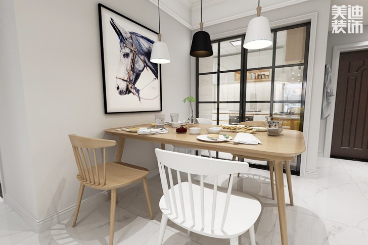 東部美的城107平方米北歐風(fēng)效果圖--餐廳
