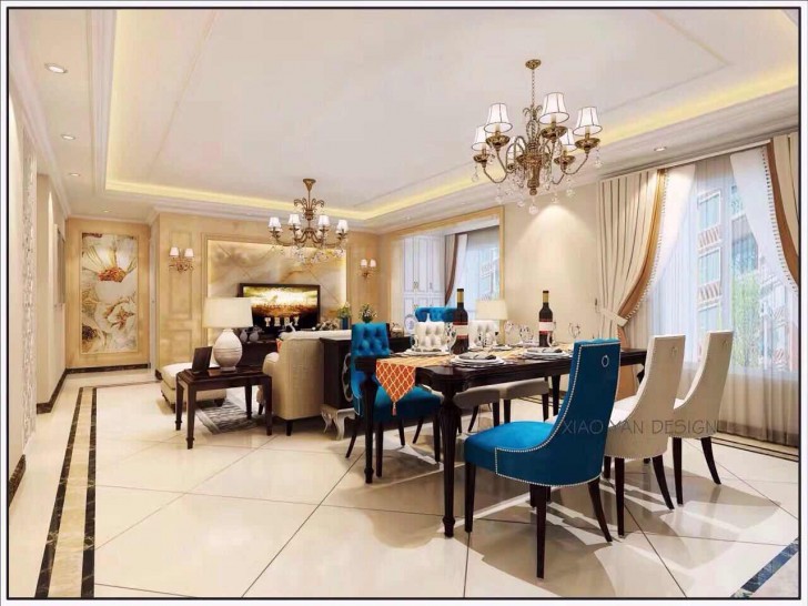 米蘭春天118平簡歐實(shí)拍展示--餐廳