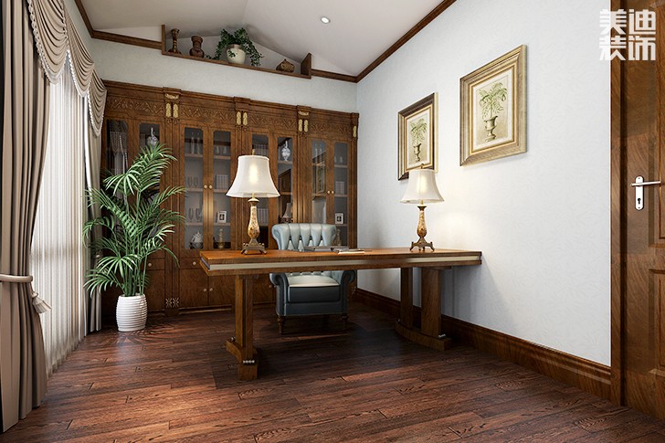 北歐小鎮(zhèn)150平米歐式風(fēng)格裝修效果圖--書房