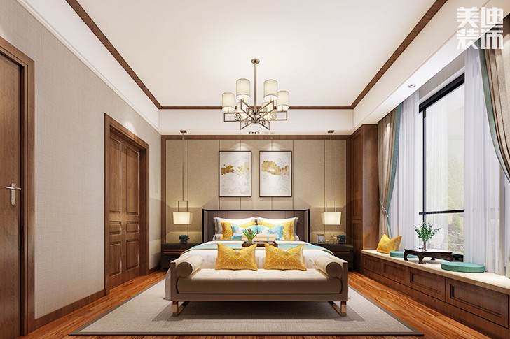 君悅天下新中式裝修案例圖--臥室