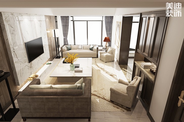 桃花源里145㎡簡(jiǎn)約風(fēng)裝修效果圖--客廳