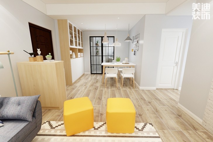 乾源國際96平米北歐風(fēng)案例效果圖--餐廳