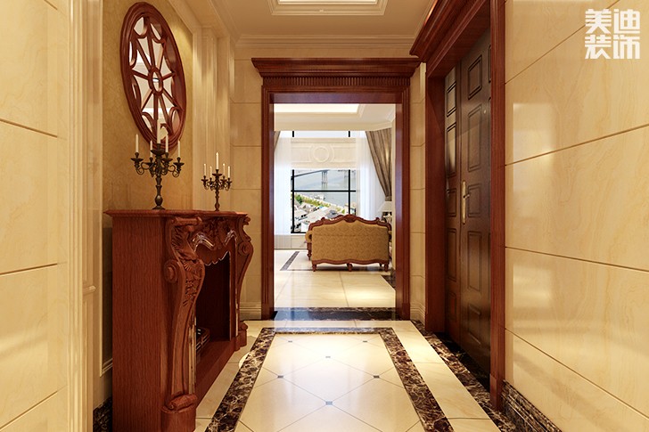 恒大華府復(fù)式樓200平新中式效果圖--門(mén)廳01