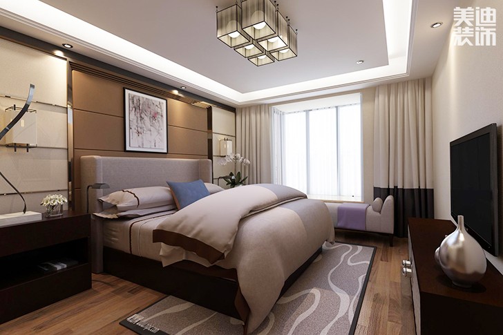 御景東方138㎡新中式裝修效果圖-臥室
