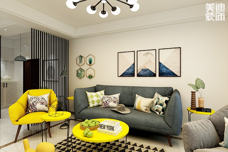 尊德天城86㎡簡約風(fēng)裝修效果圖--客廳