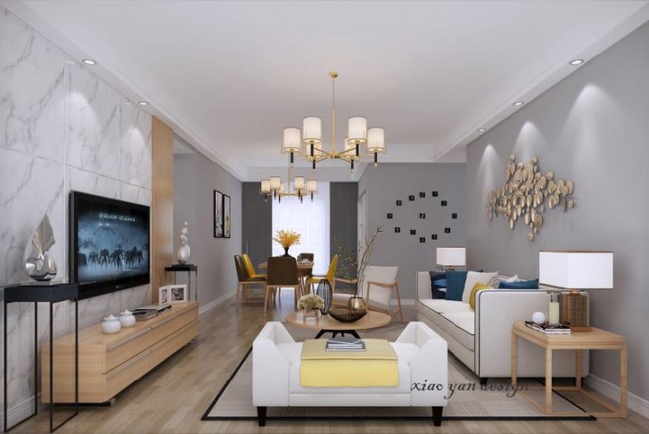 武廣國際學(xué)苑118平現(xiàn)代風(fēng)效果圖-客廳