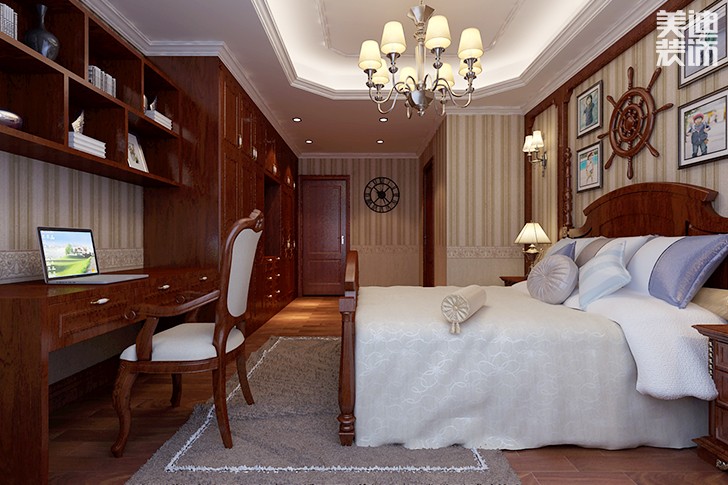 恒大華府復(fù)式樓200平新中式效果圖--男孩房01