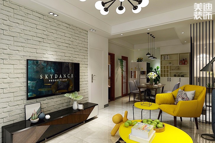 尊德天城86㎡簡約風(fēng)裝修效果圖--客廳