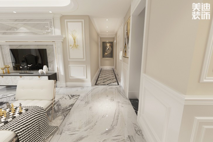 八方小區(qū)160平米現(xiàn)代美式輕奢風(fēng)格案例圖--過道