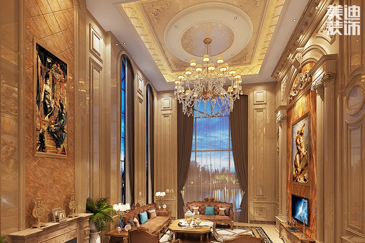 水映加州歐式風(fēng)格裝修案例圖--客廳