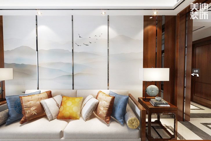 勤誠達(dá)新界170平米新中式風(fēng)格案例效果圖--客廳