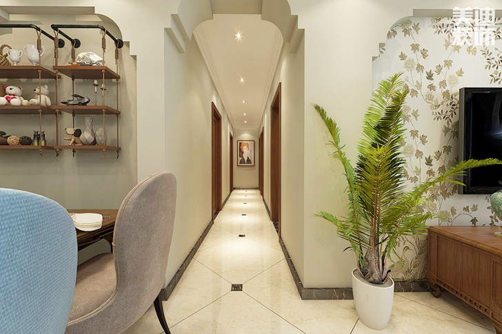 勤誠(chéng)達(dá)新界117平米小美風(fēng)格案例效果圖--過(guò)道
