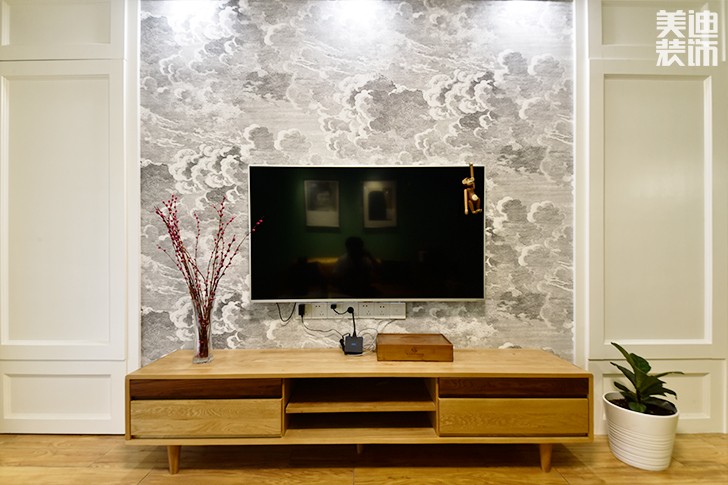 保利香檳國(guó)際88平米美式混搭風(fēng)實(shí)景圖--背景墻