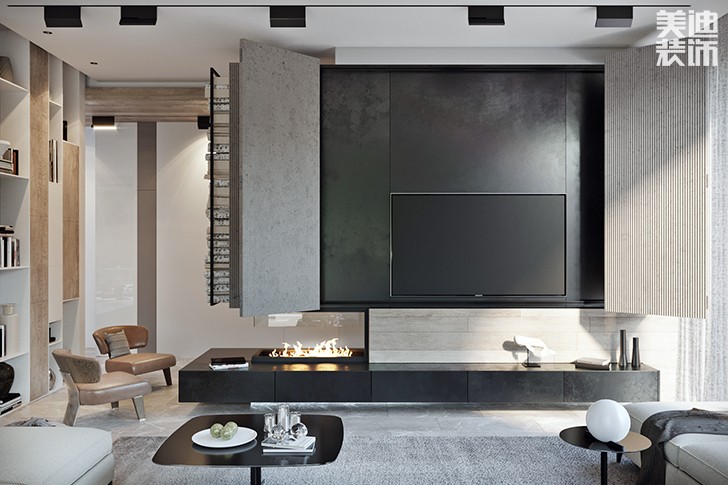 花明樓自建房132平米現(xiàn)代簡(jiǎn)約風(fēng)格-客廳