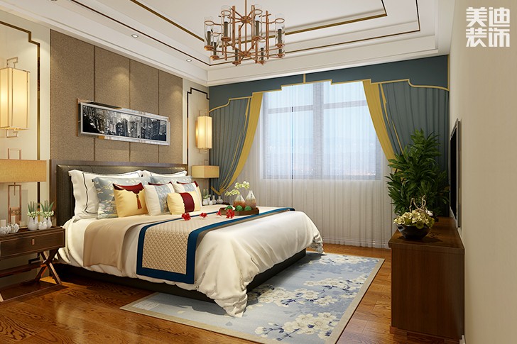 湘江一號(hào)180平米后現(xiàn)代風(fēng)格實(shí)景圖-次臥