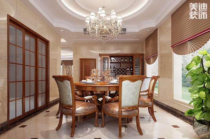 花明樓360平米美式混搭案例效果圖--餐廳