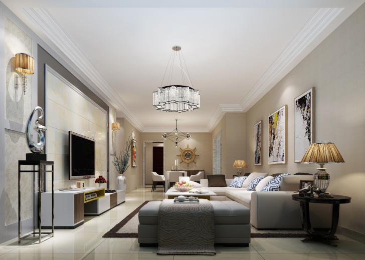 陽(yáng)光新城150平米小美風(fēng)格裝修效果圖--客廳